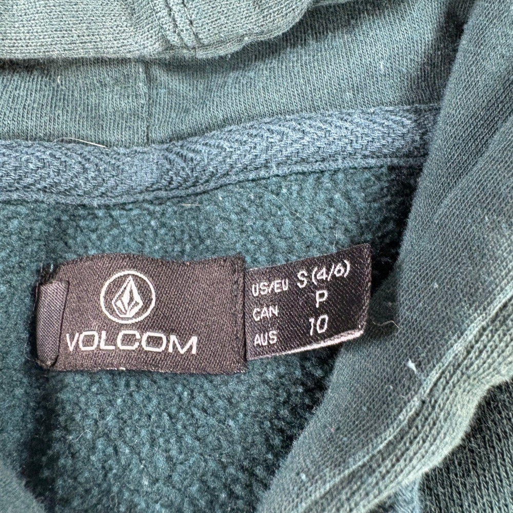 Volcom Womens Forest Green Stone Sleeve Graphic Pullover Hoodie B31318T0 Small - Picture 7 of 9